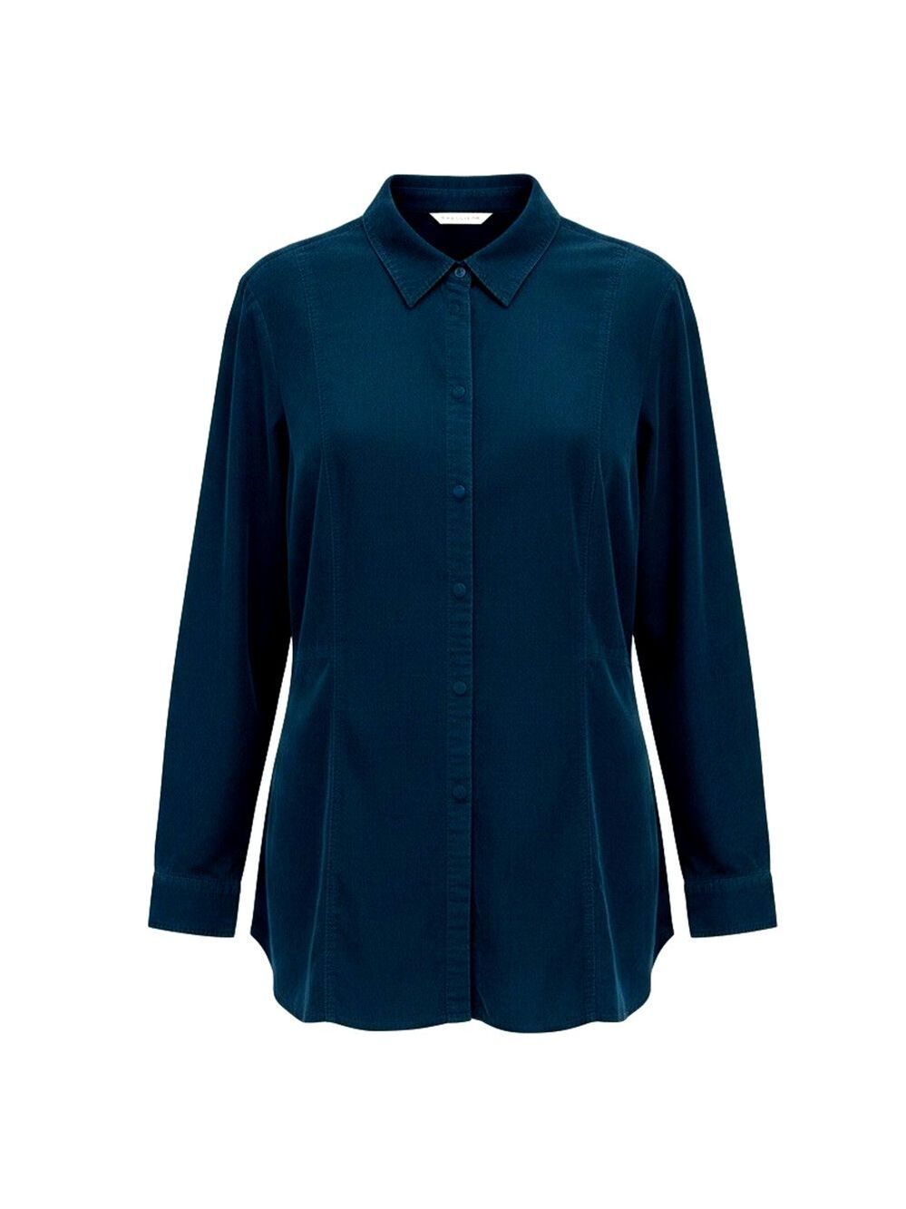 J.Jill Women's Sz L Dark Teal Blue Corduroy Button Up Tunic Shirt LS Pockets